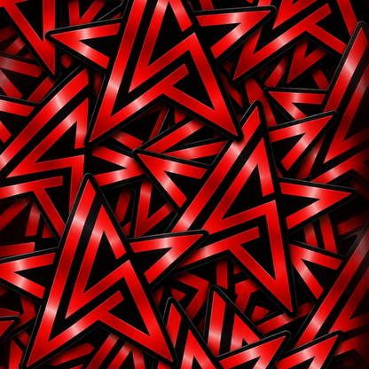 A seamless repeating pattern of glossy stars stickers  with black outlines and highlights, filling the entire frame.